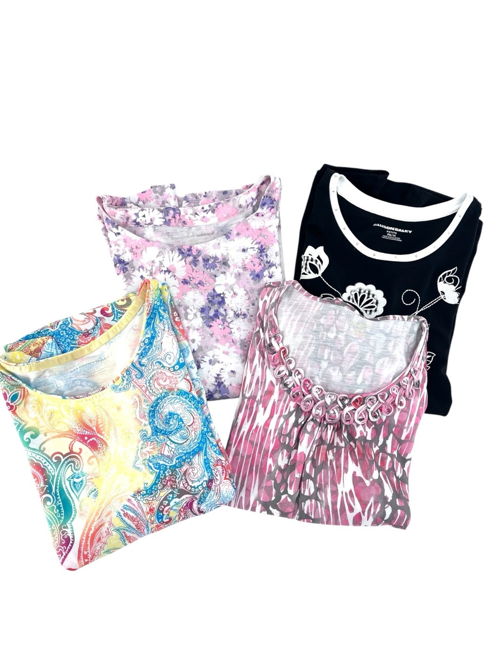 Allison Daley Tee Top Sz PM Medium Petite Lot of 4 Casual Floral Colorful